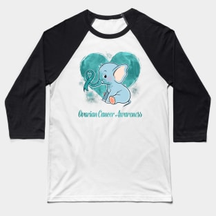 Ovarian Cancer Awareness Elephant Lovers Baseball T-Shirt